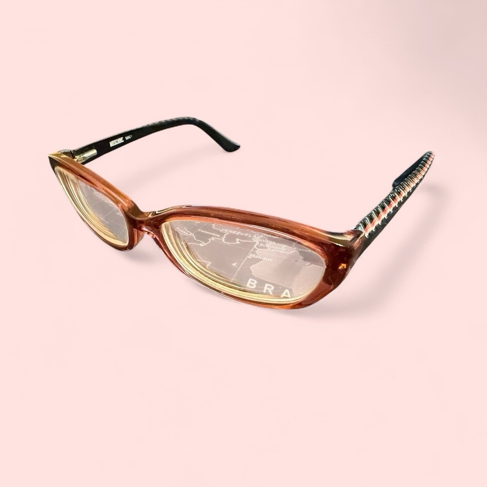 Love Moschino Temple Ripple Embellished Cats Eyeglasses Frame Only Pink/Purple